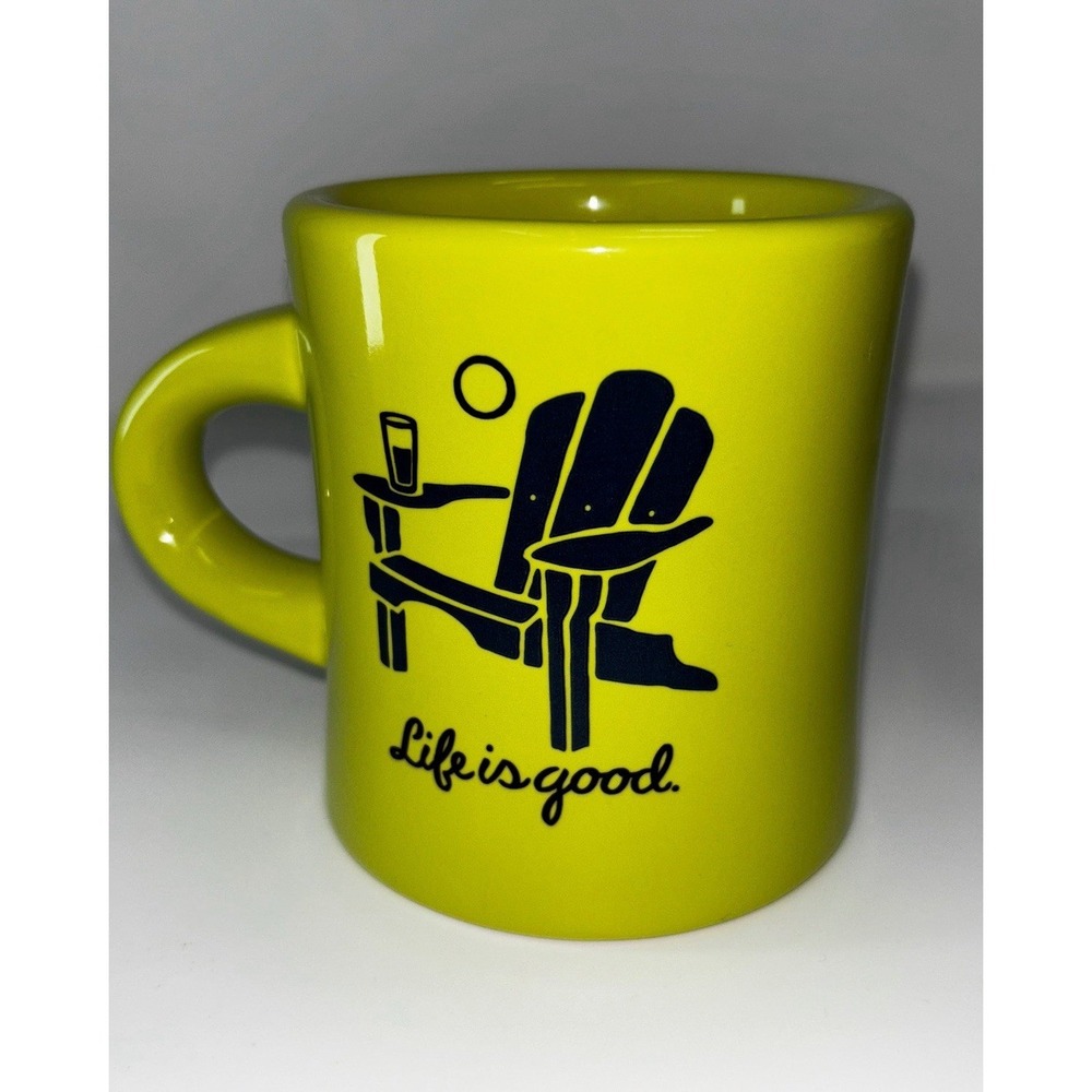 Life is Good Coffee Mug Unisex OS Lime Green Excellent Adirondack Chair Graphic